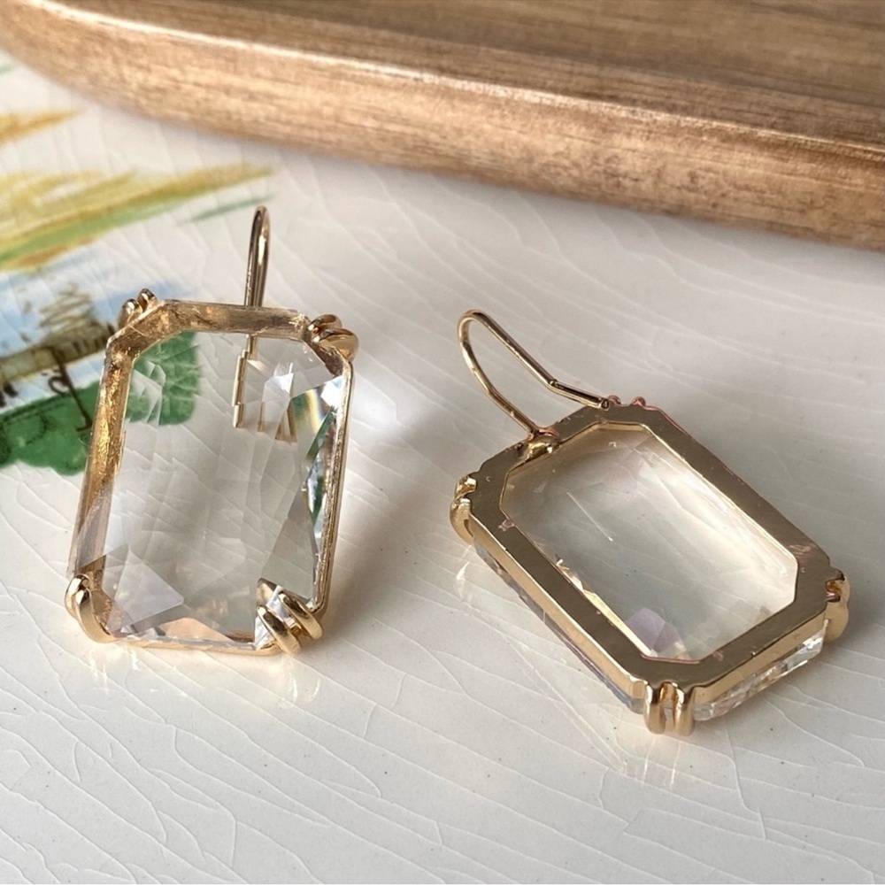 Anthropologie Cecily Clear Gemstone Earrings - Picture 4 of 7